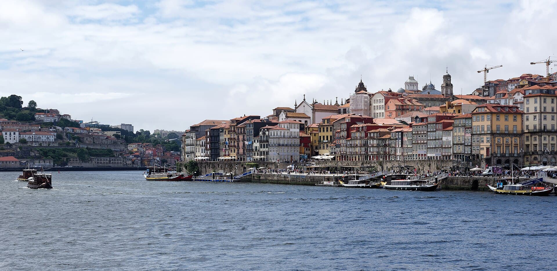 Porto’s Ribeira waterfront seen across the Douro from Gaia