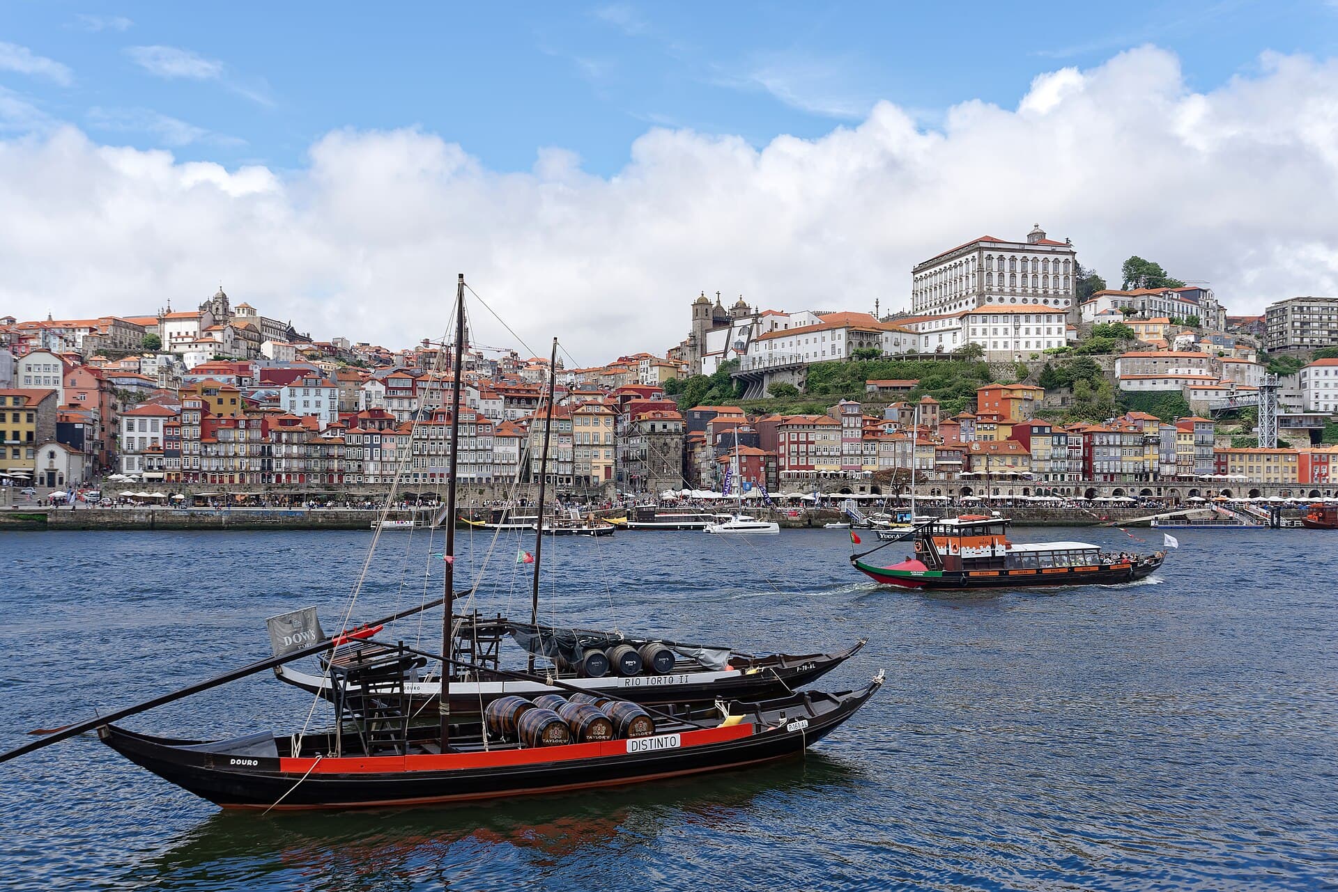 Traditional boats on the Douro opposite Porto’s Ribeira waterfront